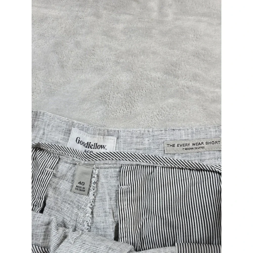 Goodfellow‎ Linen Shorts Mens 40 Gray Cotton Flat Front Every Wear Short NEW